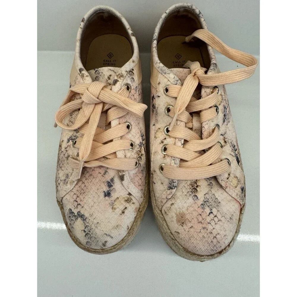 Call It Spring sneakers round Toe Platform light coral Sneaker SZ 8 -preowned-